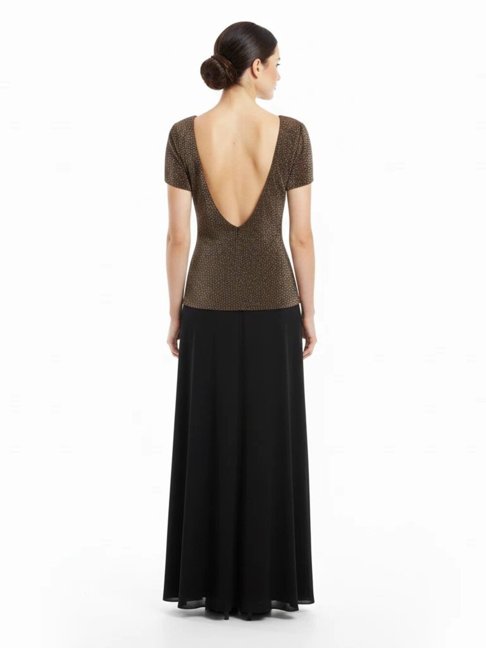 Andrea Polizzi for Rex Lester gown 8 - 10 Formal Dress Silver Metallic Low Back